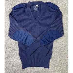 Citadel Mens Sweater Medium Navy 40 Solid V-Neck Wool Commando England VTG‎